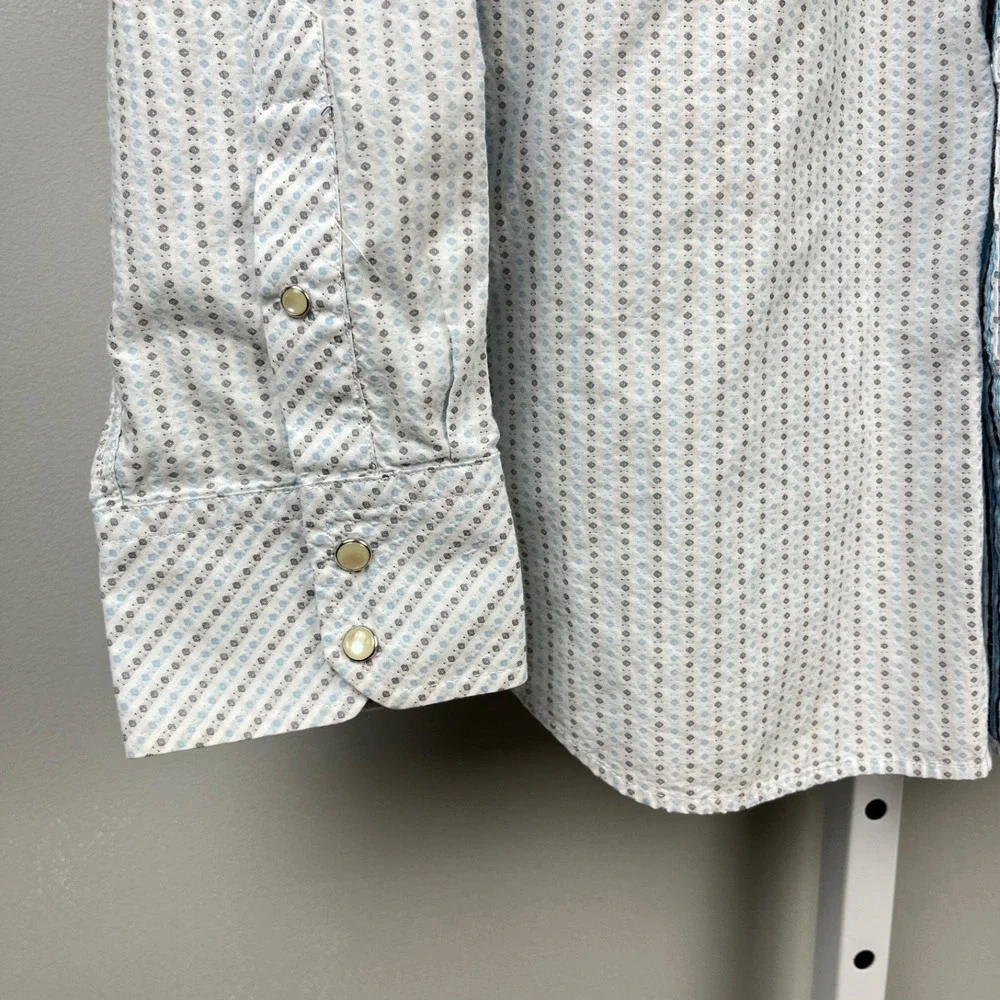 Vintage Banana Republic Pearl Snap Shirt Mens XL Blue White Long Sleeve Y2K